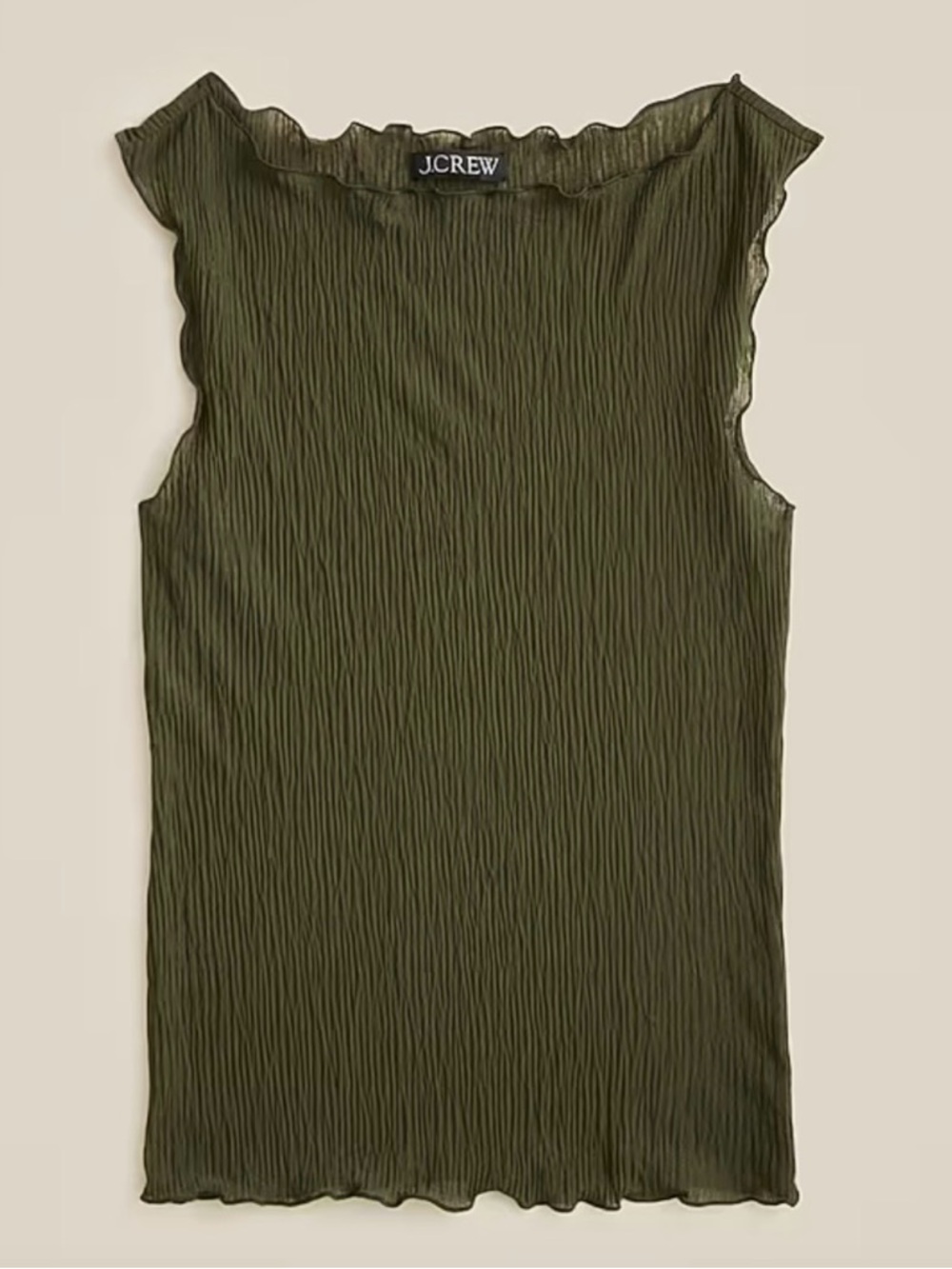 J. Crew Ruffle-Trim Shell Top in Sheer Crinkle Knit, EUC